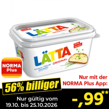 Nur gültig vom 19.10. bis 25.10.2026 und nur mit der NORMA Pluss App 56% billiger: &ndash;,99